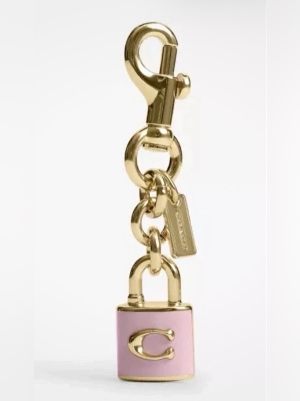 NWT Coach Outlet Lock Bag Charm Pink Gold